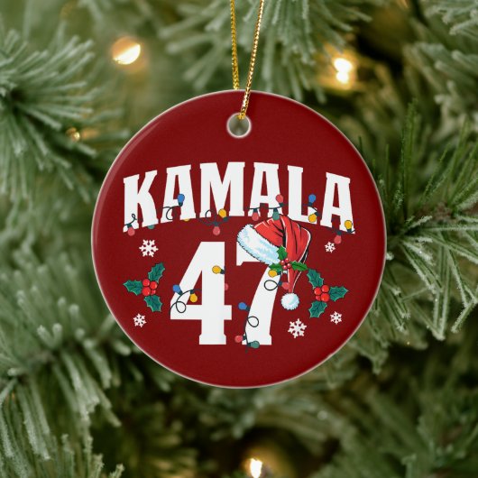 Kamala Harris 47 President Vrolijk Kerstman Keramisch Ornament (Boom)