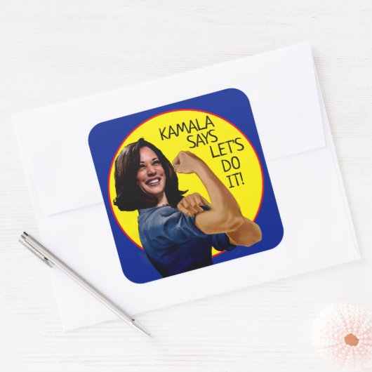 Kamala Harris als Rosie Vierkante Sticker (Envelop)
