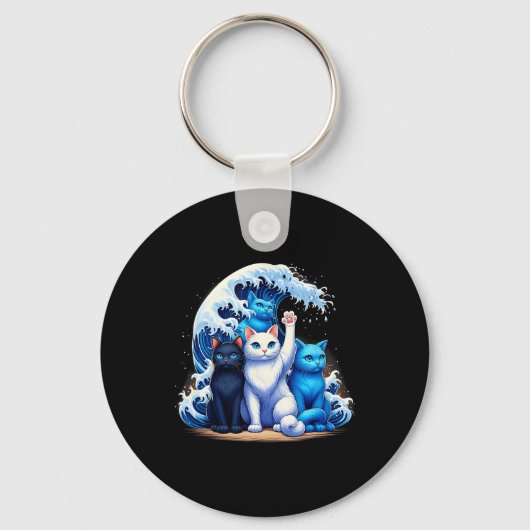 Kamala Harris Blue Cats Wave Cat Owners Cat Lovers Sleutelhanger (Voorkant)