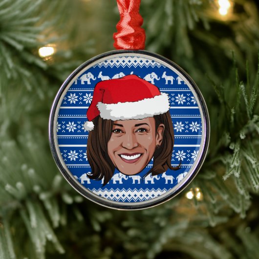 Kamala Harris Blue Holiday Ornement en céramique (Arbre)