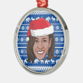 Kamala Harris Blue Holiday Ornement en céramique (Gauche)