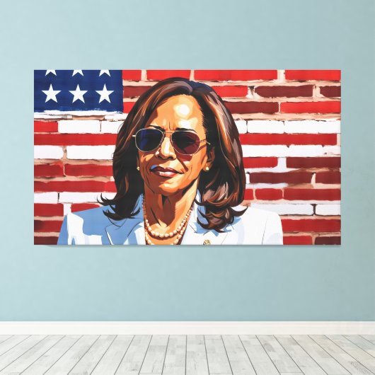 KAMALA HARRIS CANVAS AFDRUK (Insitu (Houten vloer))