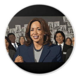 Kamala Harris Cartoon Keramische Knop