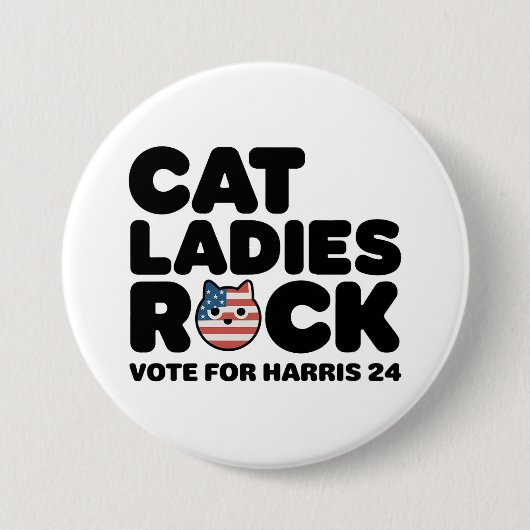 KAMALA HARRIS CAT LADIES ROCK! Button (Voorkant)