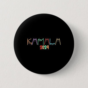 Kamala Harris Cat Lettering Funny Cat Ladies voor Ronde Button 5,7 Cm
