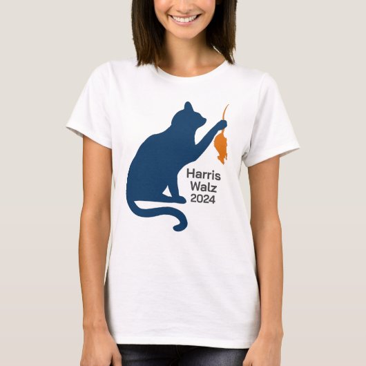 Kamala Harris Cat w Oranje Rat T-shirt (Voorkant)