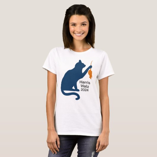 Kamala Harris Cat w Oranje Rat T-shirt (Voorkant volledig)
