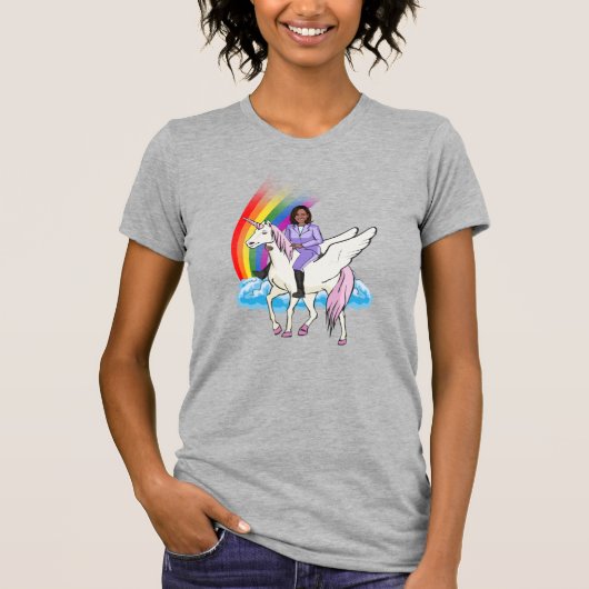 KAMALA HARRIS EENHOORN EN REGENBOOG T-SHIRT (Voorkant)