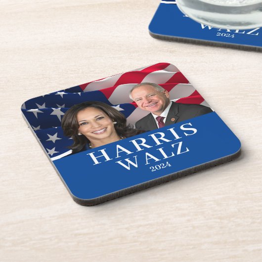 Kamala Harris en Tim Walz 2024 Bier Onderzetter (Linkerzijde)