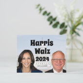 Kamala Harris en Tim Walz 2024 Briefkaart (Staand voorkant)