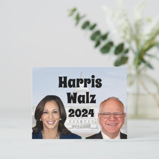 Kamala Harris en Tim Walz 2024 Briefkaart (Staand voorkant)