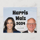 Kamala Harris en Tim Walz 2024 Briefkaart (Voorkant)