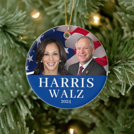 Kamala Harris en Tim Walz 2024 Keramisch Ornament (Boom)