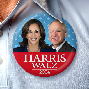 Kamala Harris en Tim Walz 2024 - Moderne sterren Ronde Button 7,6 Cm