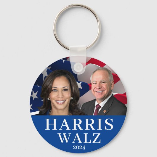 Kamala Harris en Tim Walz 2024 Sleutelhanger (Voorkant)