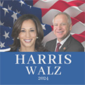 Kamala Harris en Tim Walz 2024 Sticker (Voorkant)