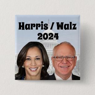 Kamala Harris en Tim Walz 2024 Vierkante Button 5,1 Cm