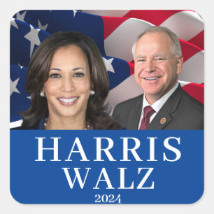 Kamala Harris en Tim Walz 2024 Vierkante Sticker