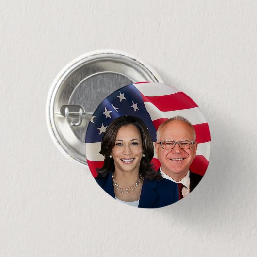 Kamala Harris en Tim Walz Ronde Button 3,2 Cm (Voorkant /achterkant)