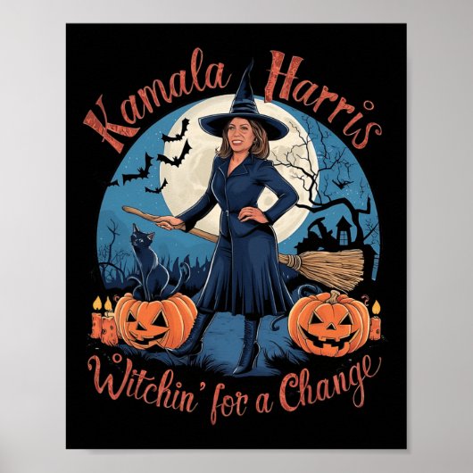 Kamala Harris Halloween Witch Quotes 2024 Verkiezi Poster (Voorkant)
