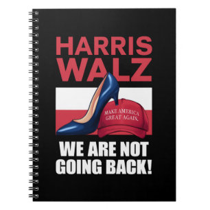 Kamala Harris Hoge Hakken Treden Op Rode MAGA Hoed Notitieboek