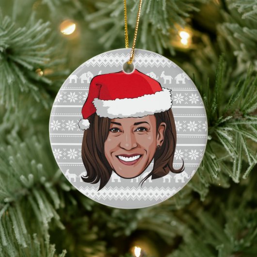 Kamala Harris Holiday Ceramic Ornament (Boom)