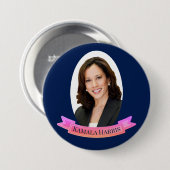 Kamala Harris in Roze en Blauw Ronde Button 7,6 Cm (Voorkant /achterkant)