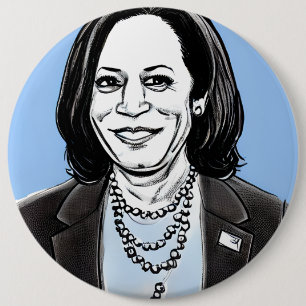 Kamala Harris karikatuur politiek Ronde Button 6,0 Cm