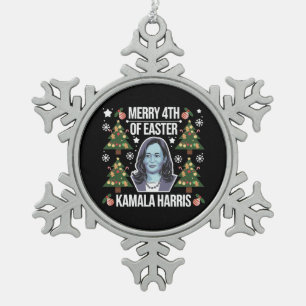 Kamala Harris Kerstman Kerst 4e Pasen Tin Sneeuwvlok Ornament