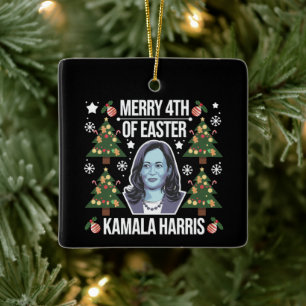 Kamala Harris Kerstman Kerst Merry 4e Pasen Keramisch Ornament