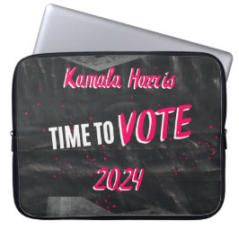 Kamala Harris laptophoes. Zwart en grijs. Laptop Sleeve