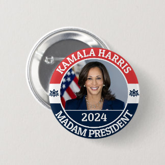 KAMALA HARRIS MADAM PRESIDENT RONDE BUTTON 5,7 CM