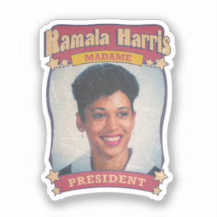 Kamala Harris Madame President Retro Kaart Sticker