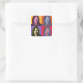 Kamala Harris Pop Art (Geel, Oranje, Paars, rood Vierkante Sticker (Tas)