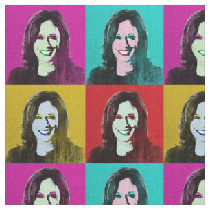Kamala Harris Pop Art (roze, Blauwgroen, goud, roo Stof