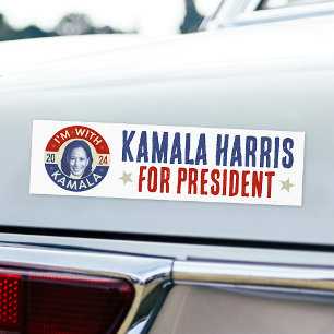 Kamala Harris President 2024 Democraat Foto Retro Bumpersticker