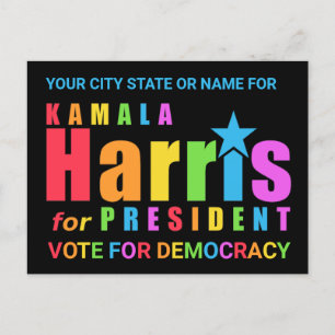 Kamala Harris Pride 2024 Democracy Watch Party Briefkaart