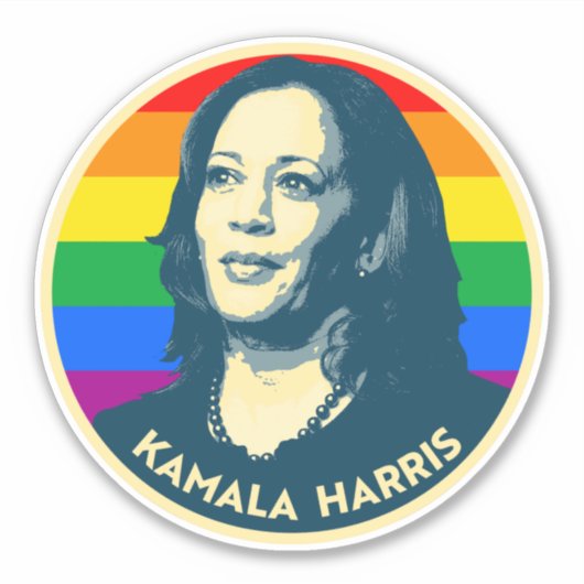 KAMALA HARRIS PRIDE BADGE STICKER (Voorkant)