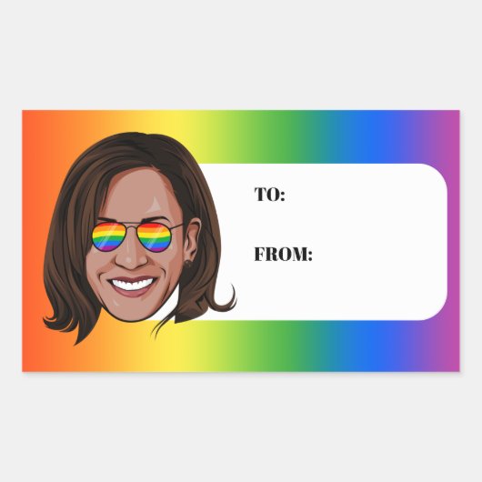 Kamala Harris Pride Holiday Rechthoekige Sticker (Voorkant)