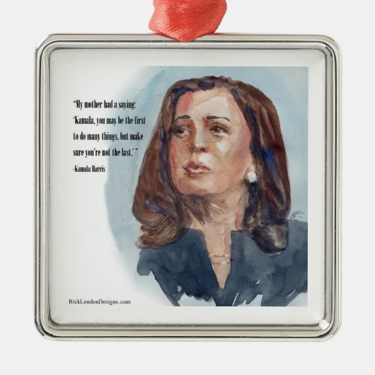 Kamala Harris & Quote Metalen Ornament (Voorkant)