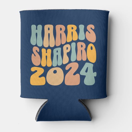 Kamala Harris Shapiro Wavy Text Retro Trendy Blikjeskoeler (Voorkant)