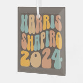 Kamala Harris Shapiro Wavy Text Retro Trendy Glas Ornament (Voorkant links)