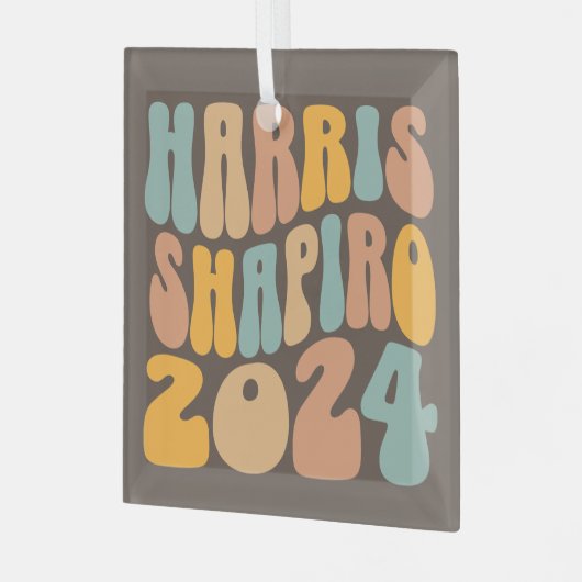 Kamala Harris Shapiro Wavy Text Retro Trendy Glas Ornament (Voorkant links)
