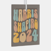 Kamala Harris Shapiro Wavy Text Retro Trendy Glas Ornament (Voorkant Rechts)