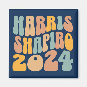 Kamala Harris Shapiro Wavy Text Retro Trendy Magneet