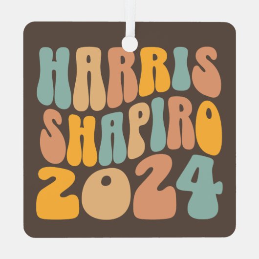 Kamala Harris Shapiro Wavy Text Retro Trendy Metalen Ornament (Achterkant)