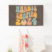 Kamala Harris Shapiro Wavy Text Retro Trendy Spandoek (Insitu)