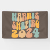 Kamala Harris Shapiro Wavy Text Retro Trendy Spandoek (Horizontaal)