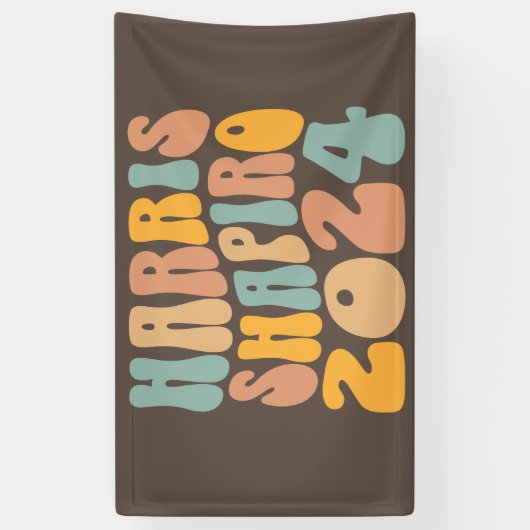 Kamala Harris Shapiro Wavy Text Retro Trendy Spandoek (Verticaal)