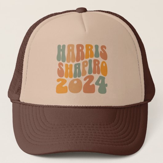 Kamala Harris Shapiro Wavy Text Retro Trendy Trucker Pet (Voorkant)